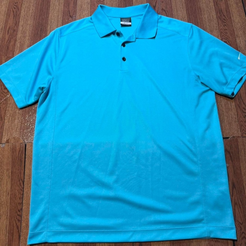 Nike Golf Blue Vintage Dri-Fit Retro Sportswear Polo Button Shirt Large